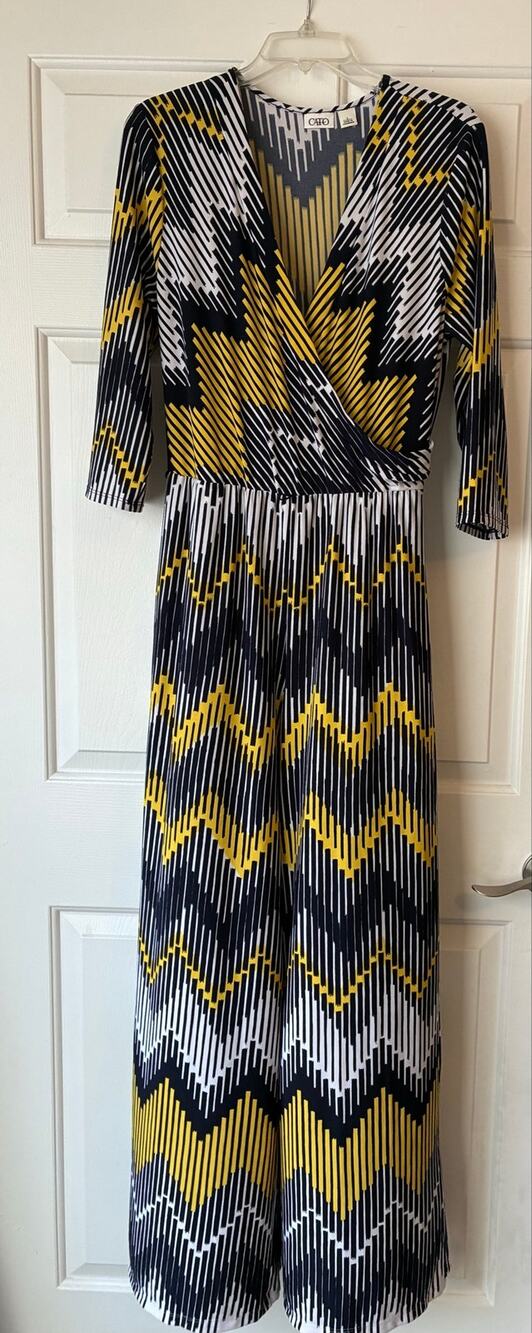Cato Abstract Geometric Faux-Wrap Jumpsuit - Size Large